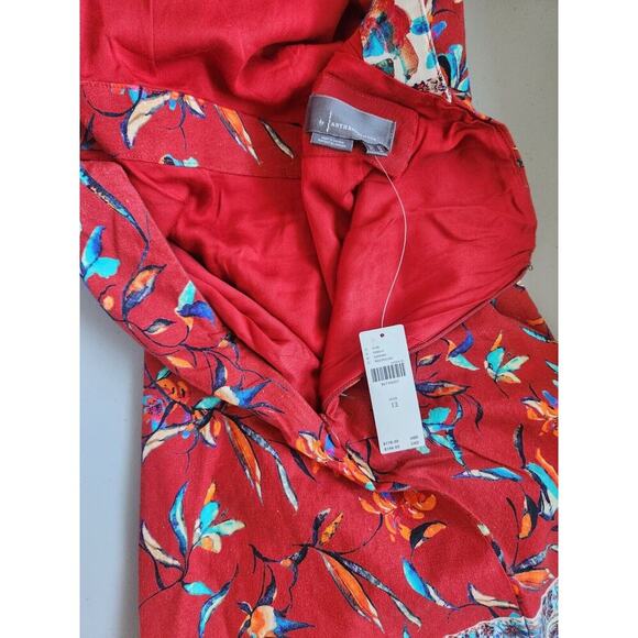 NWT Anthropologie Sleeveless Asymmetrical Floral Linen Midi Dress Sz 12 #9K404 - Picture 10 of 14